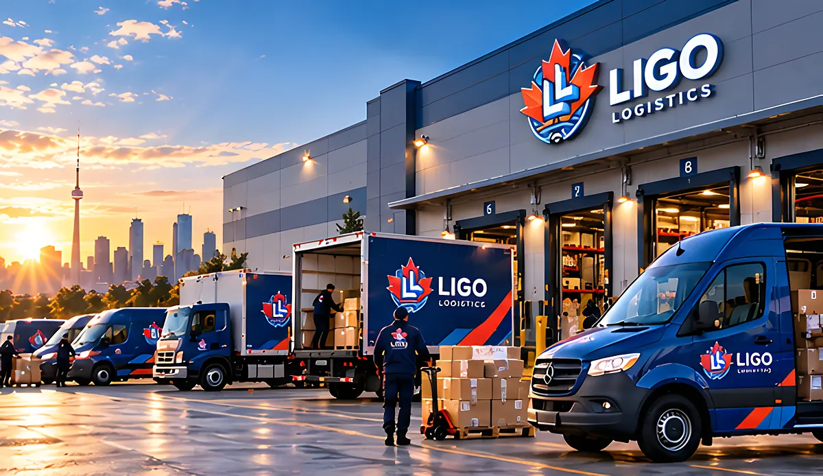 LIGO vans and trucks at the loading bays at sunrise